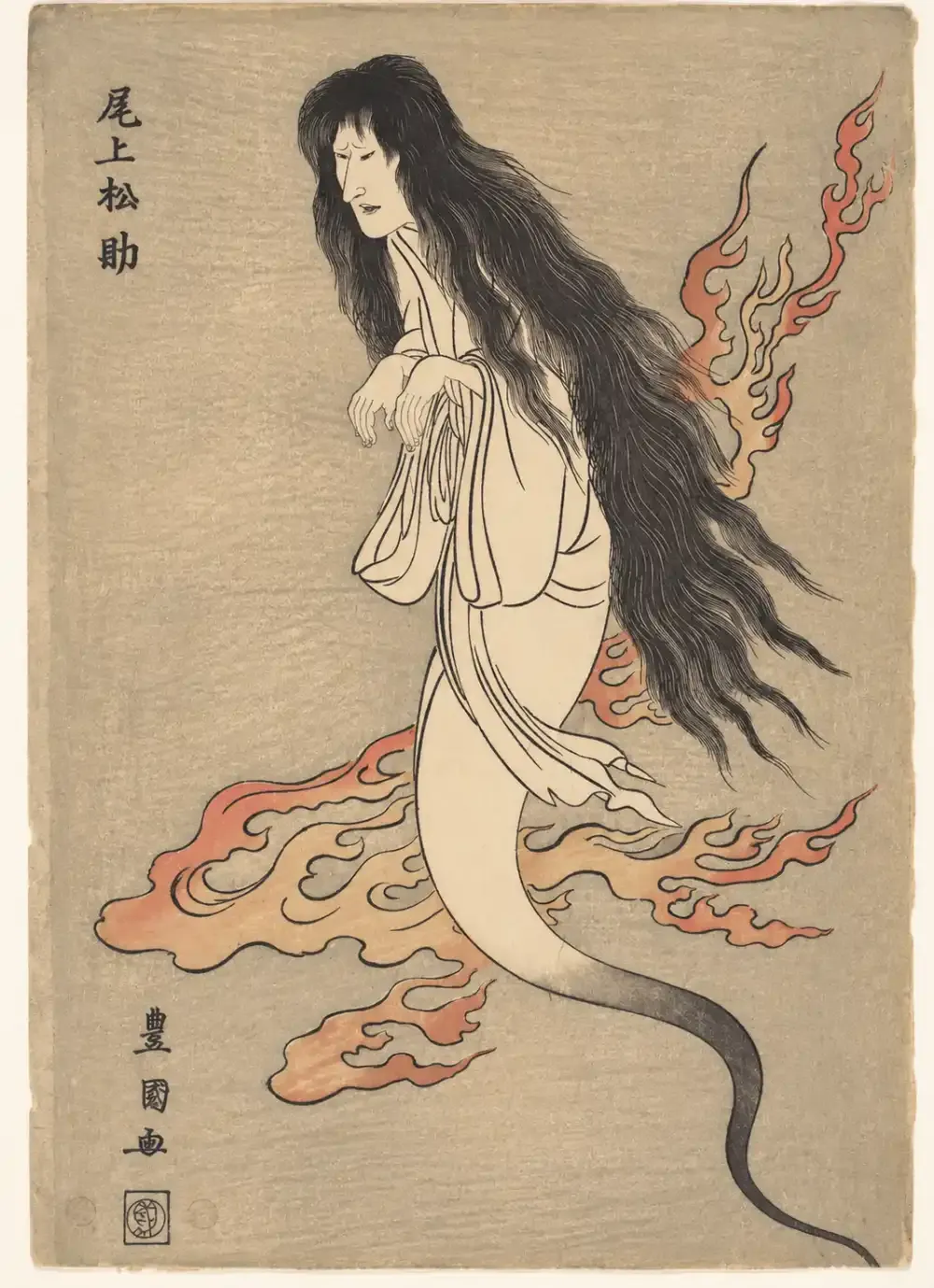 Onoe Matsusuke as the Ghost of the Murdered Wife Oiwa, in "A Tale of Horror from the Yotsuya Station on the Tokaido Road" | Utagawa Toyokuni I - 浮世繪畫廊