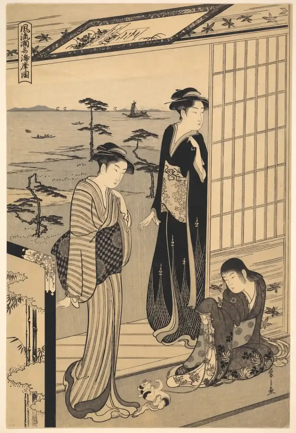 Genji in Exile at Suma, from the series Genji in Fashionable Modern Guise (Fūryū yatsushi Genji: Suma) | Chōbunsai Eishi - 浮世繪畫廊