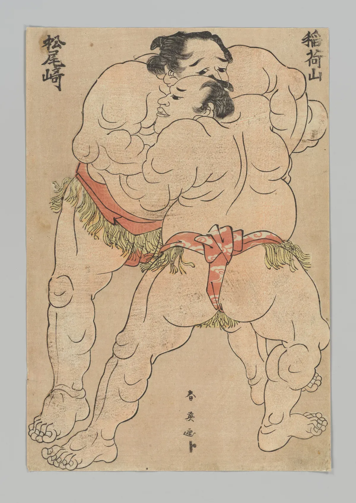 Sumo Wrestlers Inariyama and Matsuozaki | Katsukawa Shun'ei - 浮世繪畫廊