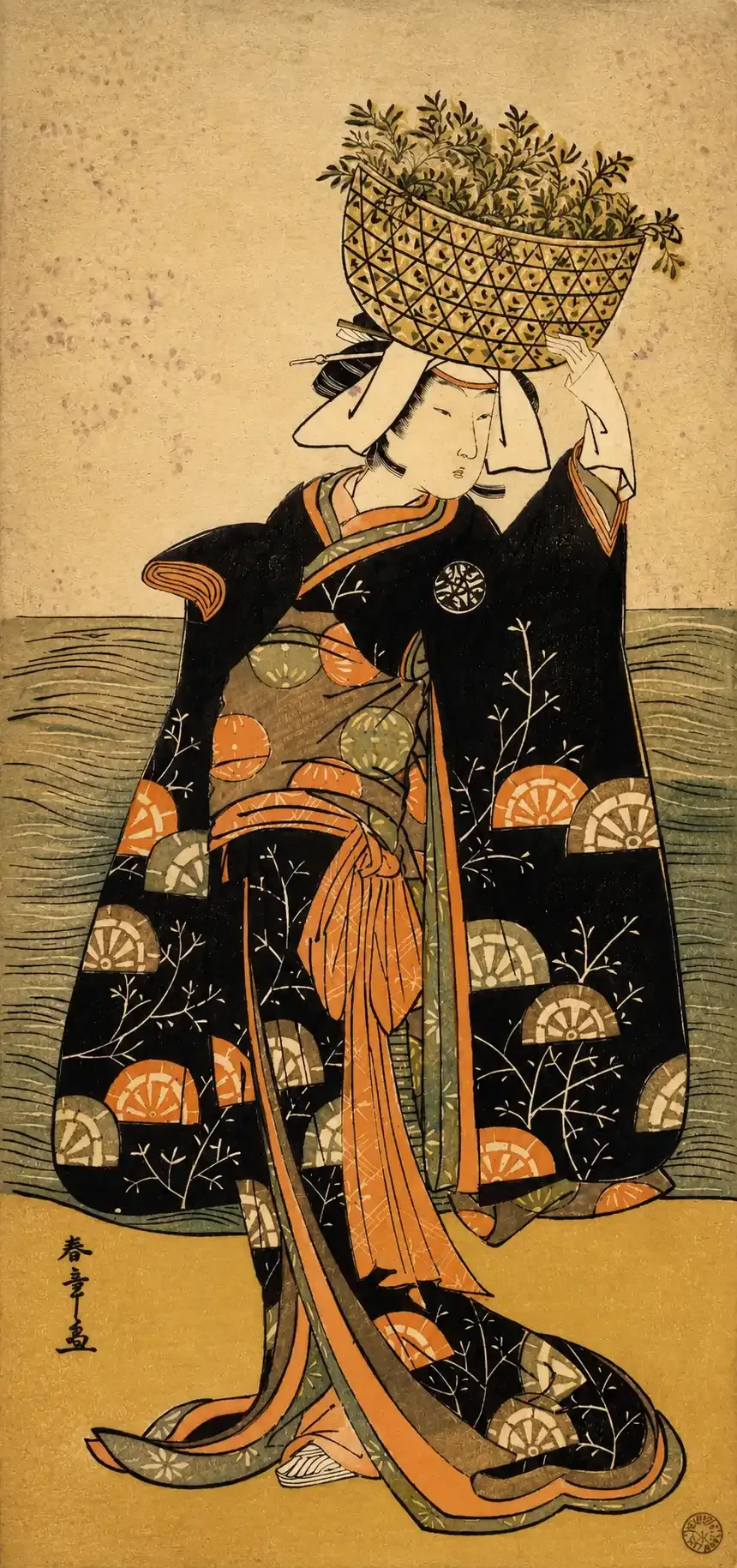 The First Nakamura Nakazo in the Role of the Ghost of Shiragiku | Katsukawa Shunshō 勝川春章 - 浮世繪妖怪與怪談幽靈畫廊